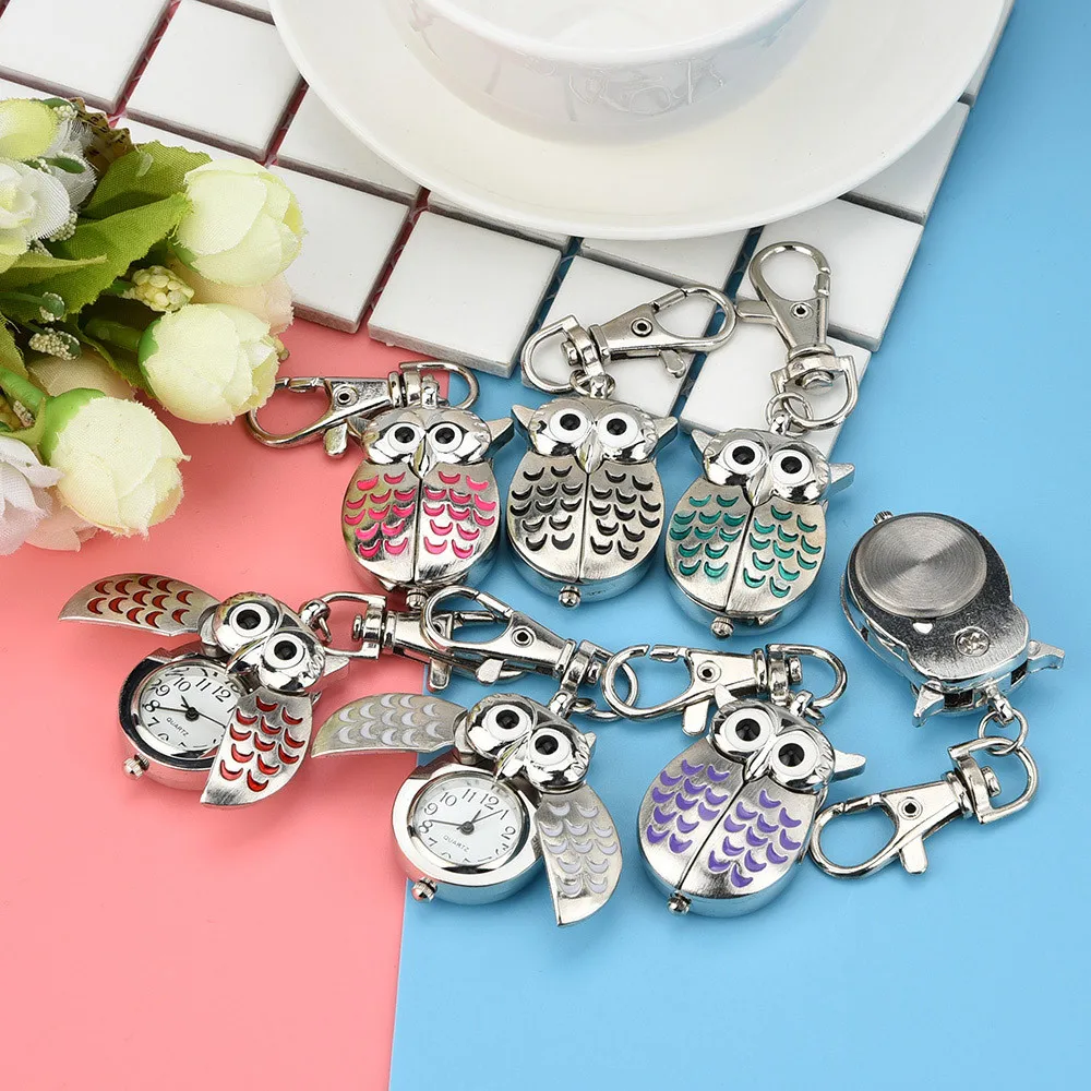 

2018 ashion Gorgeous Owl Watch Clip Pocket Keychain