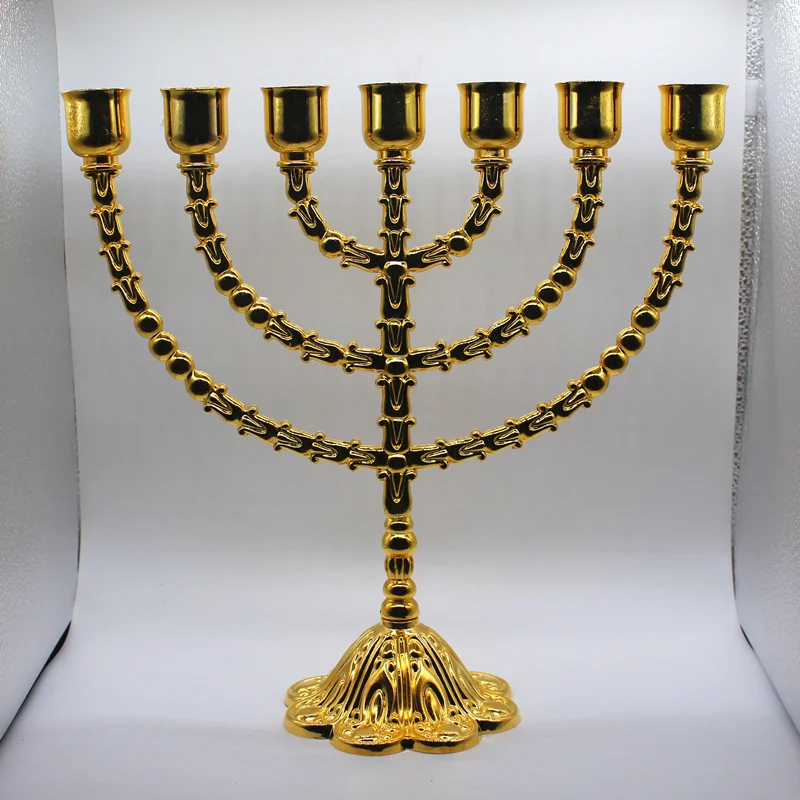 Латунь Медь 13 дюймов Винтаж Menorah держатель Judaica из Иерусалима подарок