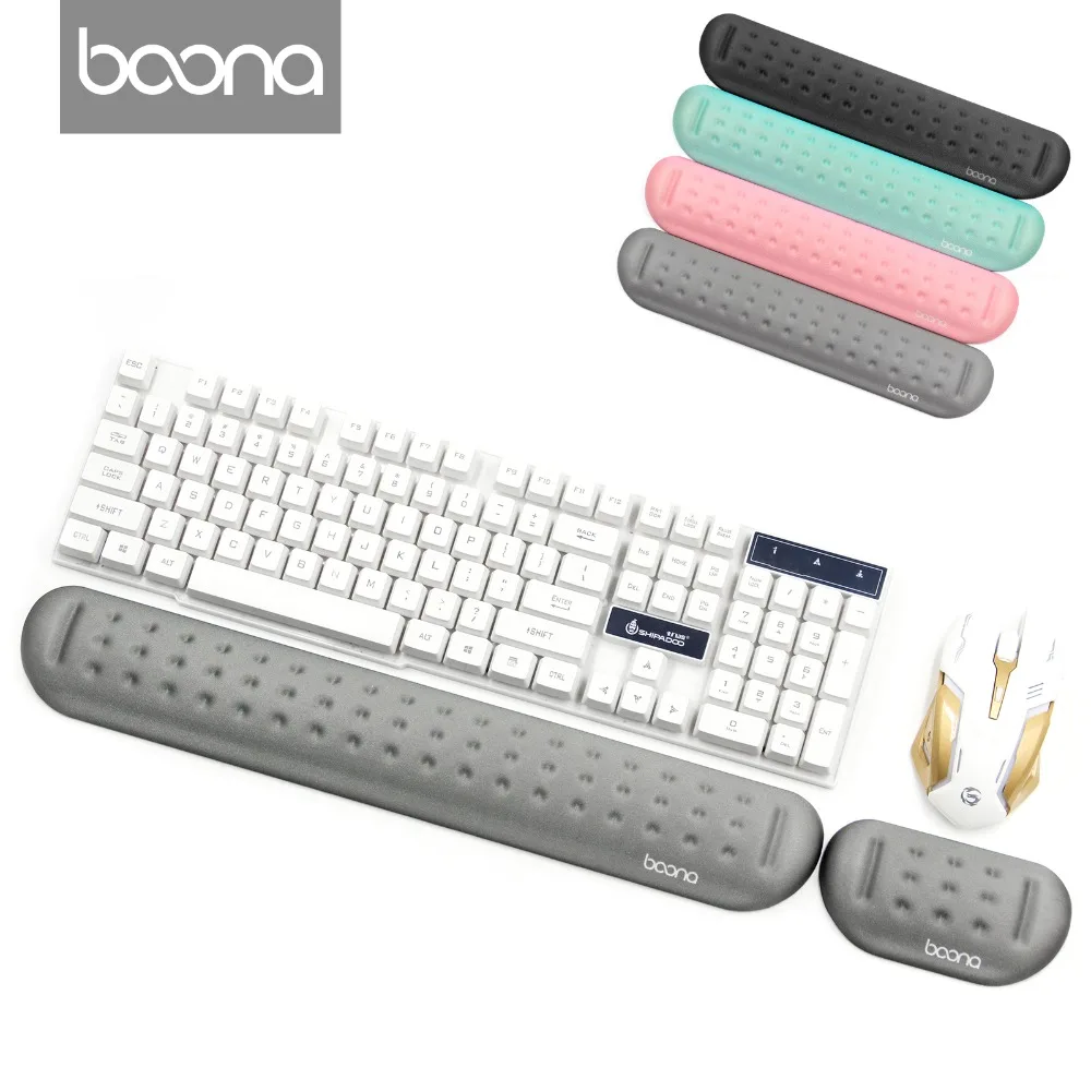  Boona Memory Foam Micro Fiber Massage Hole Keyboard Pad & Mouse Pad Comfortable Lightweight Support