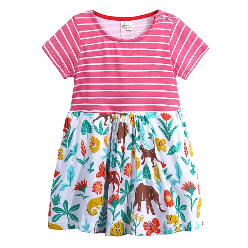 Летняя одежда; платье для маленьких девочек; Детские платья в полоску в стиле пэчворк; нарядный костюм принцессы с рисунком для девочек; детская одежда