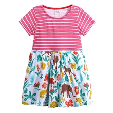 Летняя одежда; платье для маленьких девочек; Детские платья в полоску в стиле пэчворк; нарядный костюм принцессы с рисунком для девочек; детская одежда