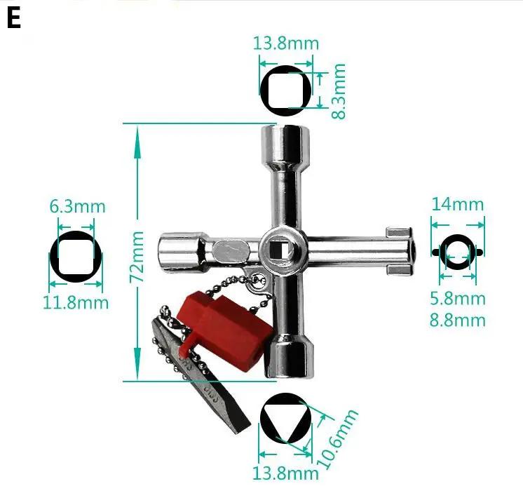 

Universal 5 In 1 Cross Square Triangle Train Electrical Cabinet Elevator Key For Gas Electric Meter Cabinets Bleed Radiators
