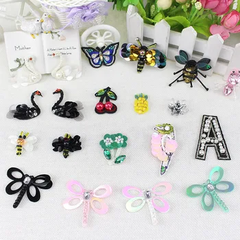 

handmade mini embroidered animal beads patches colorful bird badge applique sequins patch for clothes shirt diy accessories