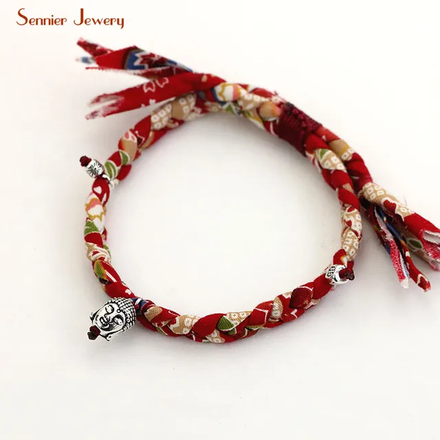 Aliexpress Handmade Buddha Head Lucky Beads Cotton Fabric Handmade Buddha Head Lucky Beads Cotton Fabric Bracelets Colorful Short Bracelet Bangle Original Design Size Adjule