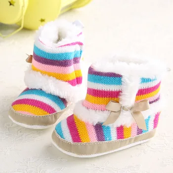 

Winter Brand Newborn Baby Infant Girl Warm Boots Yarn knit Snow Shoes Kids Chaussure Fleece Sapatinhos Booties Bebe Sapatos 0-1Y