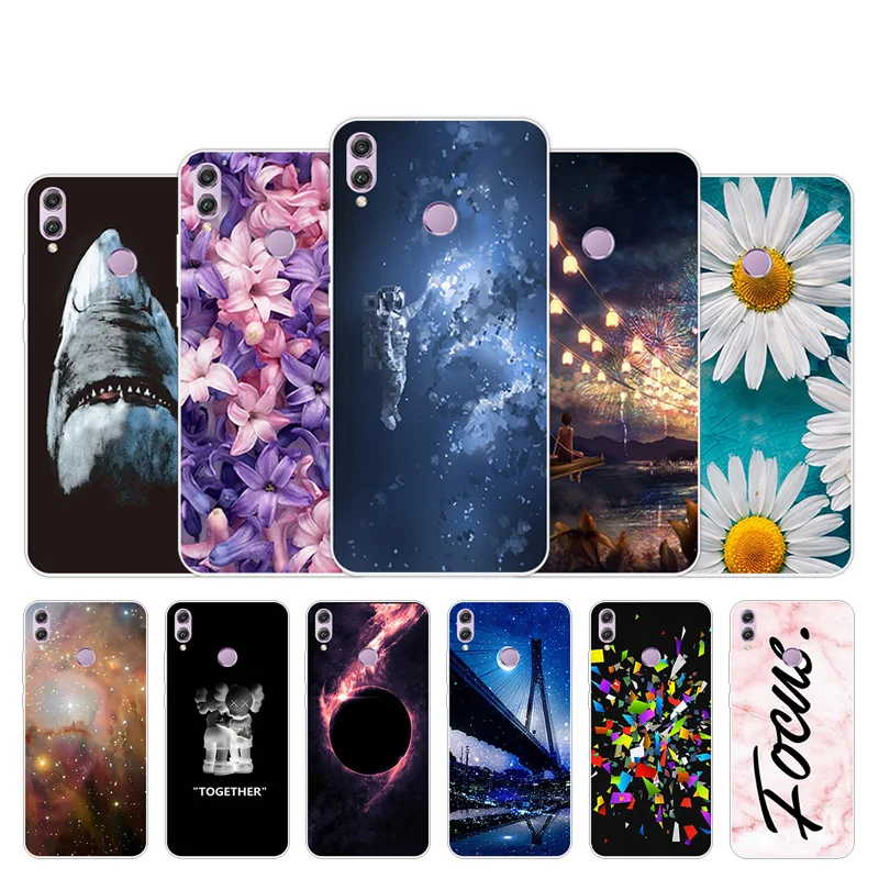 

Coque for Huawei Honor 8X 6.5 inch Chrysan Design Soft TPU Phone Case Fundas for Honor 8X / JSN-AL00 Black Back Matte Cover Capa
