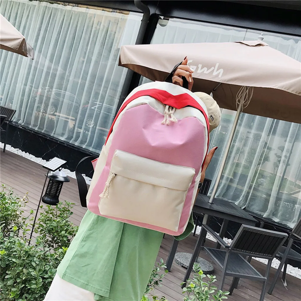 Женская комбинированная сумка в стиле пэтчворк, 4 шт. рюкзак, набор, школьные сумки на плечо, дорожные сумки для колледжа, контрастный цвет, сумка на плечо, рюкзак