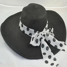 Модная женская широкополая шляпа от солнца с большими полями, летняя пляжная соломенная шляпа с защитой от ультрафиолетового излучения, складная Кепка WHShopping