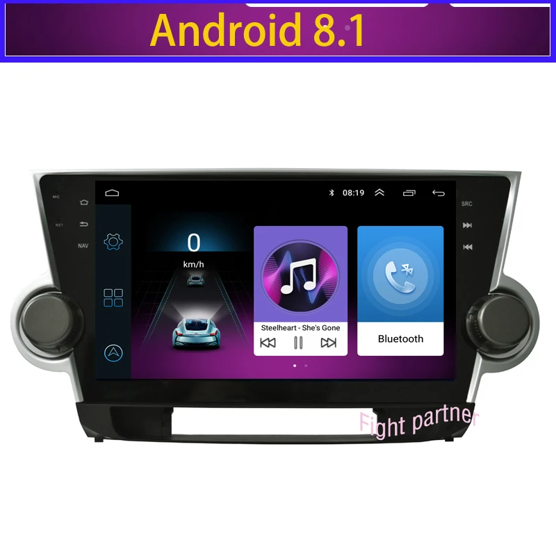 Discount Fight partner 4G Android 8.1 car Radio for Car DVD for Toyota Highlander 2007-2013 navigation with GPS Radio  wifi BT 0