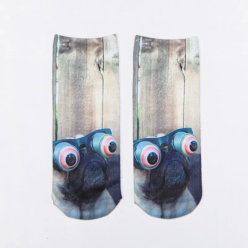 2016 New Fashion Cute Women Men Unisex 3D Cartoon Funny Dog Animal Printed Low Cut Ankle Short Breathable Cotton Socks Hot