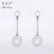 Посеребренные медные Hyperbole кисточкой Круглый длинный кулон аксессуары для ушей Pendientes Largos анти-аллергические свадебные серьги