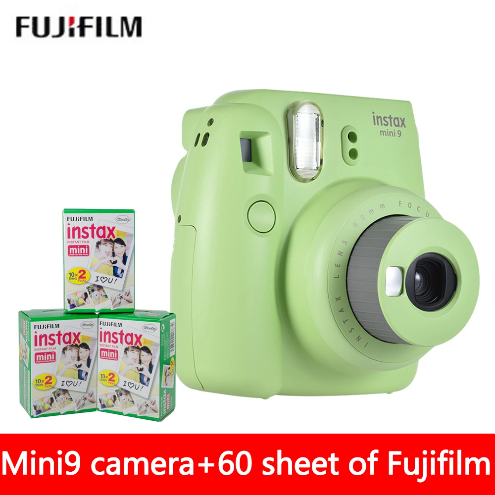 

5 Colors Fujifilm Instax Mini 9 Instant Photo Camera + 60 sheet Fuji Instax Mini 8 White Film + Close up Lens Free shipping