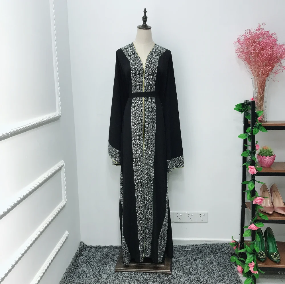 Длинные халаты Jubah Vestidos Ближний Восток Eid Рамадан исламское роскошное мусульманское платье абайя кардиган с бриллиантами элегантное