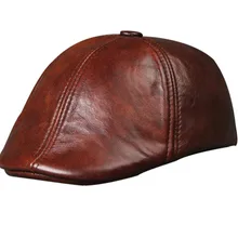 Модная мужская шапка весна осень зима из натуральной кожи сплошной модный чёрный Берет Бейсболка