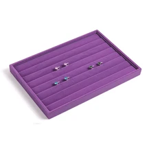 Nueva Púrpura de Terciopelo Pendiente Del Anillo Pantalla la Bandeja de Caja de Pulsera Collar de Colgantes Placa Exhibición Del Estante Del Organizador de La Joyería Para Las Mujeres