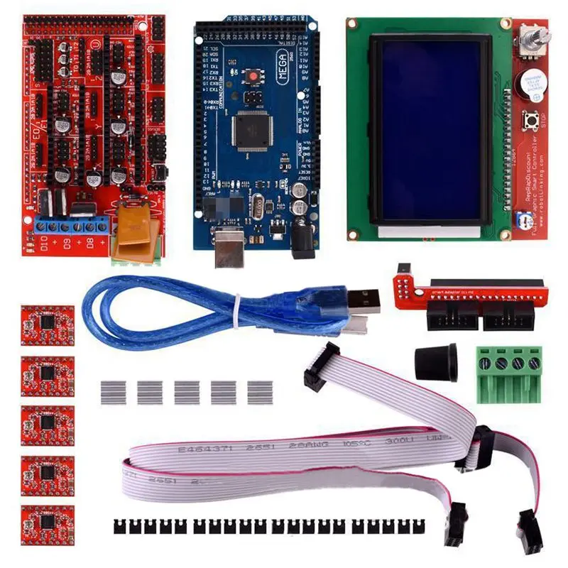 

1set Color Random 3D Printer Kit RAMPS 12864 LCD Controller MEGA2560 R3 A4988 Drive 30 * 20 * 5cm