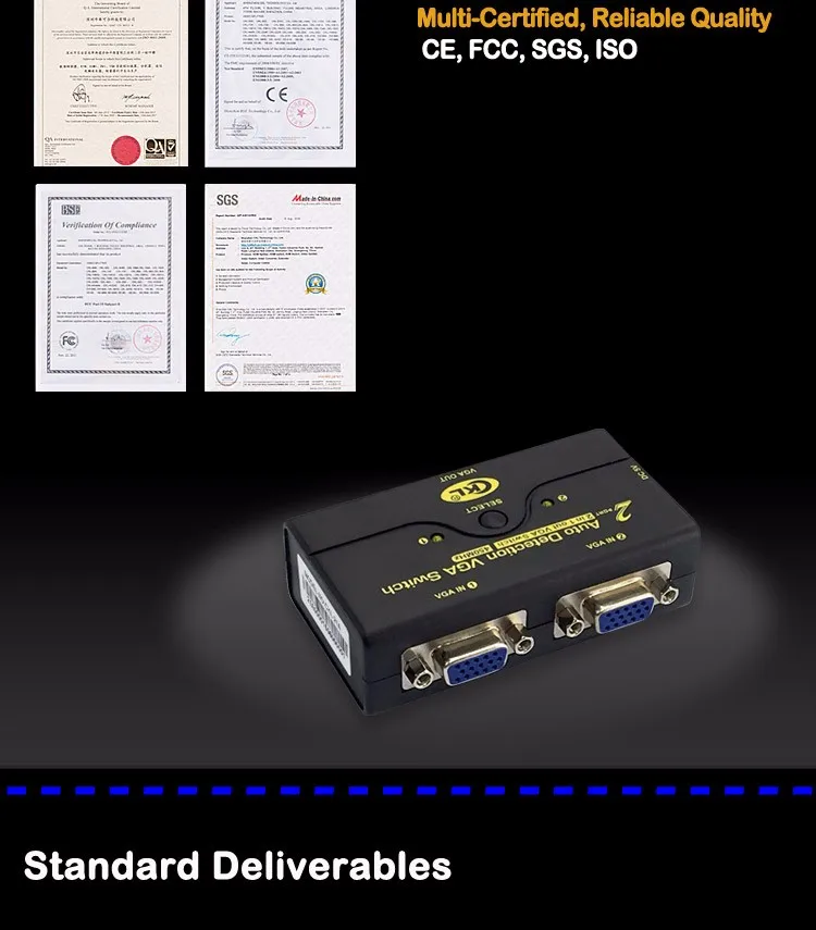 Ckl ABS Авто коммутатор VGA 2 в 1, 1 Мониторы 2 компьютеры Switcher Поддержка автоматическое обнаружение 2048*1536 450 мГц USB Powered ckl-21a