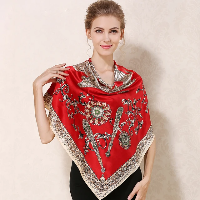 Luxurious Extra Heavy Charmeuse Silk Scarf with Hand Embroidery