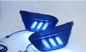 

eOsuns led drl daytime running light for Kia KX CROSS with Dynamic moving yellow turn signal and blue night running light