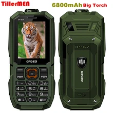 6800 мАч, большой фонарь, громкоговоритель, большая батарея и буквы, две sim-карты, GSM, FM, старший, ударопрочный, пылезащищенный сотовый телефон