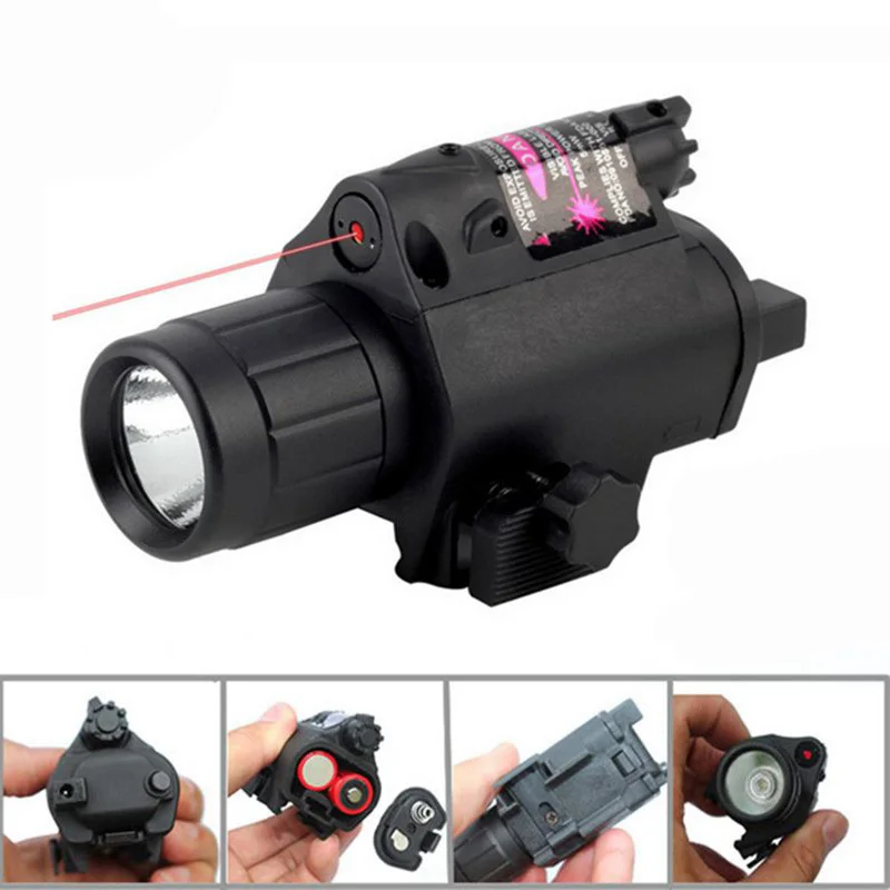 

Tactical 200 Lumen LED Flashlight / Light + Red Dot Laser Sight For Airsoft Rifle Gun Pistol Hunting Shooting Laser Sight Scope