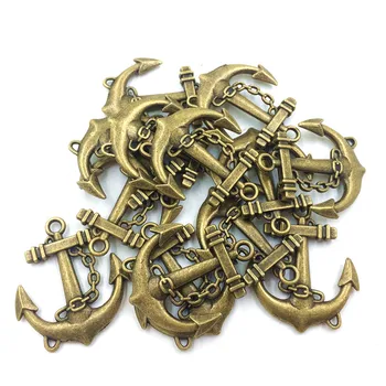 

20Pcs Pendants For Necklaces Antique Bronze Tone Sea Ship Rudder Anchor Metal Classic Charms DIY Jewelry Accessories 31x27mm