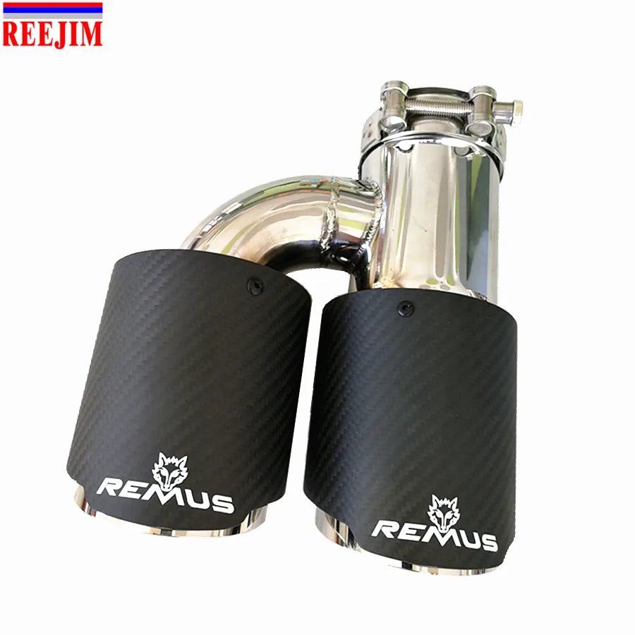 

3'' Inlet 4'' Outlet Dual Matte Remus exhaust tip carbon fiber exhaust tip exhaust pipe muffler Akrapovic
