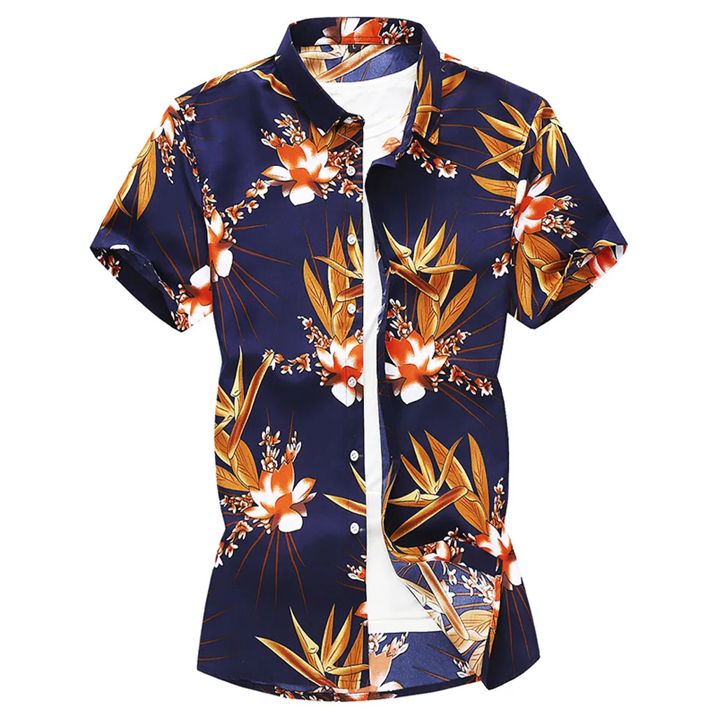 Summer Short sleeve Men Shirt 2019 New Fashion Printed Button Short Sleeve Hawaiian Casual Tops For Male Blouse 4.12