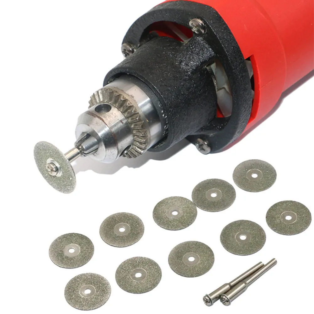 

10 blades + 2 shank mandrel diamond abrasive disc 35mm Dremel tool coated rotating accessories cutting blade assembly VE