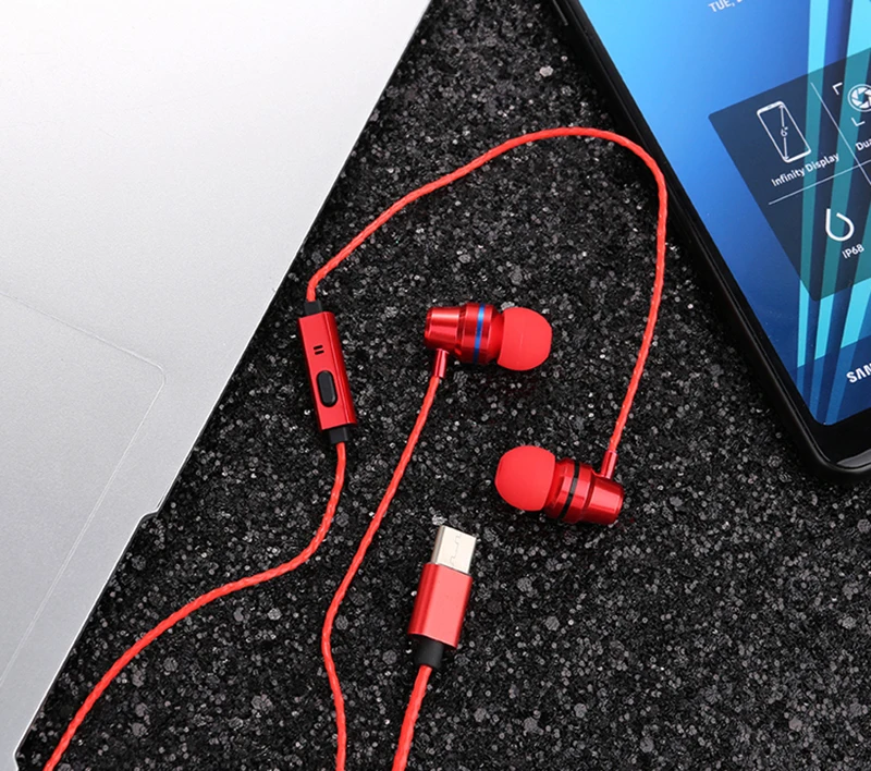 Hi Fi USB Type C наушники вкладыши мягкие силиконовые проводные с сабвуфером