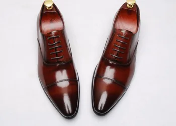 

Pointed Toe Mens Dress Fashion Wedding Shoes Prom Party Business Handmade Italian Leather Derby Oxfords Spring Summer