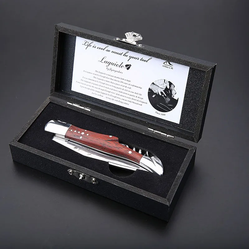 

Professional Wine Opener Stainless Steel Can Bottle Jar Portable Corkscrew Wood Handle Folding Knife Party Restaurant Cook Tool