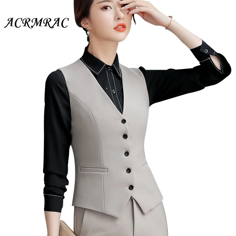 Buy ACRMRAC Women suits Slim Solid color Vest Pants 2