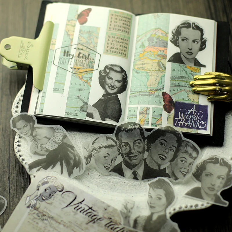 VYUTXA 34 шт. винтажный женский стиль бархатные бумажные наклейки для скрапбукинга DIY проекты/фотоальбом/открытка ремесла