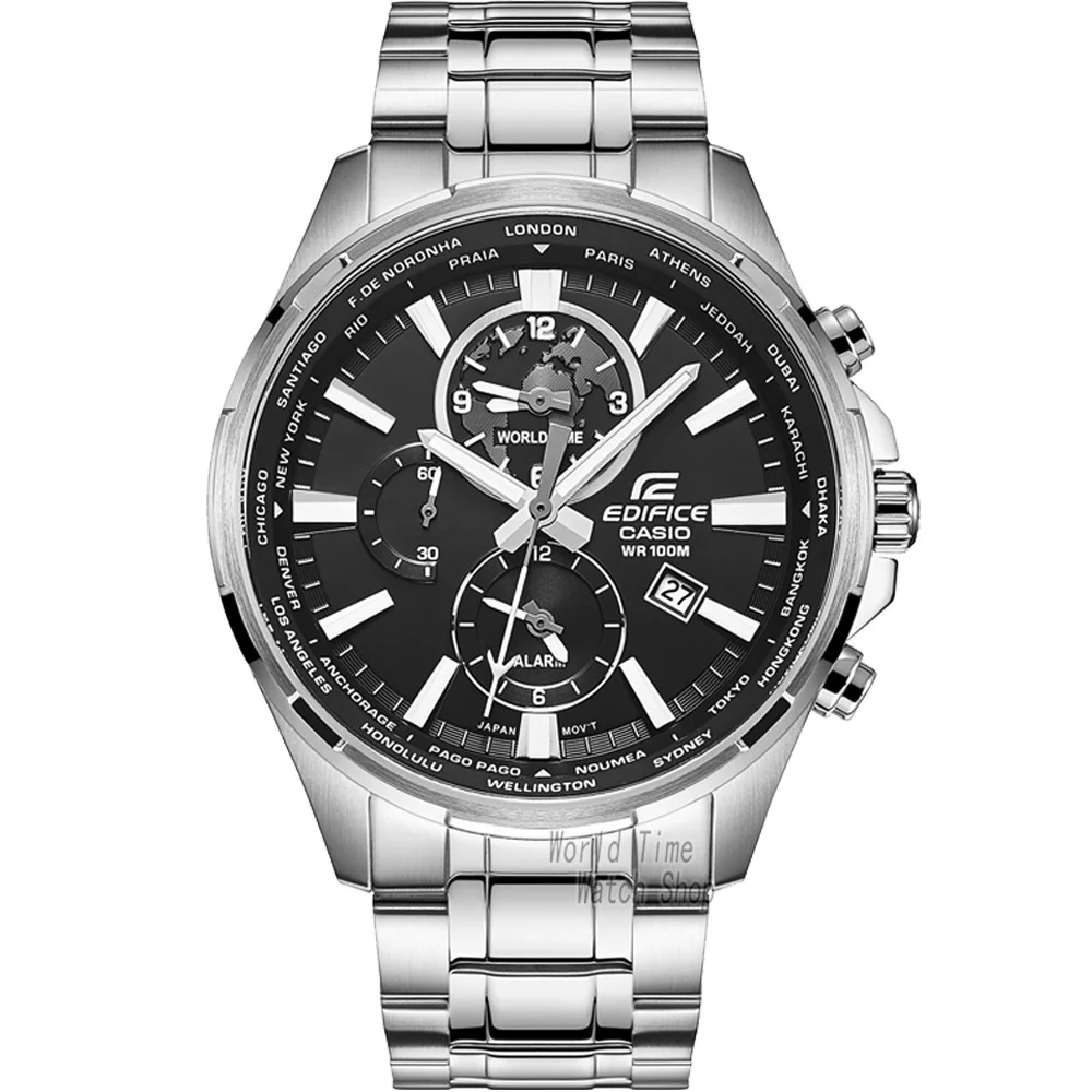 Часы Casio Edifice мужские часы Лучший бренд класса люкс 100м Водонепроницаемые наручные часы Светящиеся мужские часы кварцевые Спортивные часы военные водолазные мужские часы Dual Time Classic Multi-Hand Watch relogio - Цвет: EFR304D1A-1