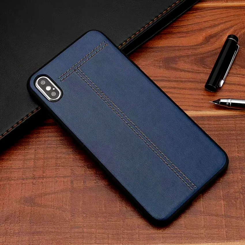 Luxury Business Ultra Slim Phone Case For iPhone X XR XS MAX PU leather Cases soft PC For iPhone 6 6s 7 8 Plus Back Cover Coque (3)