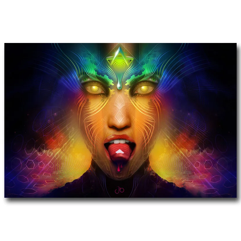 Buy NICOLESHENTING Psychedelic Trippy Face Art Silk