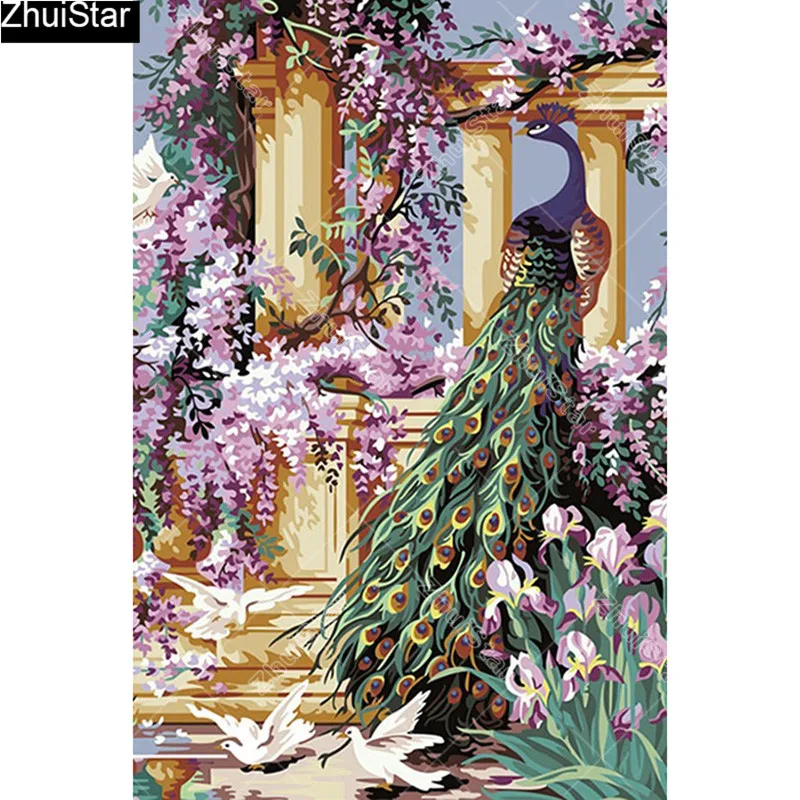 New Diamond 5D DIY Diamond Painting Embroidery Cross Stitch Rhinestone Mosaic Painting Decor Gift Peacock King 