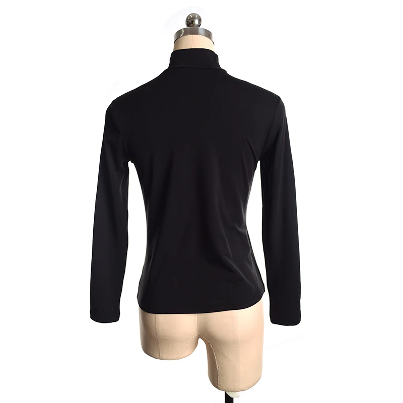 Figure Skating Top Girl Female Adult Training Skating Gymnastics Warm Nylon SpandexT-Shirt Black Purple White