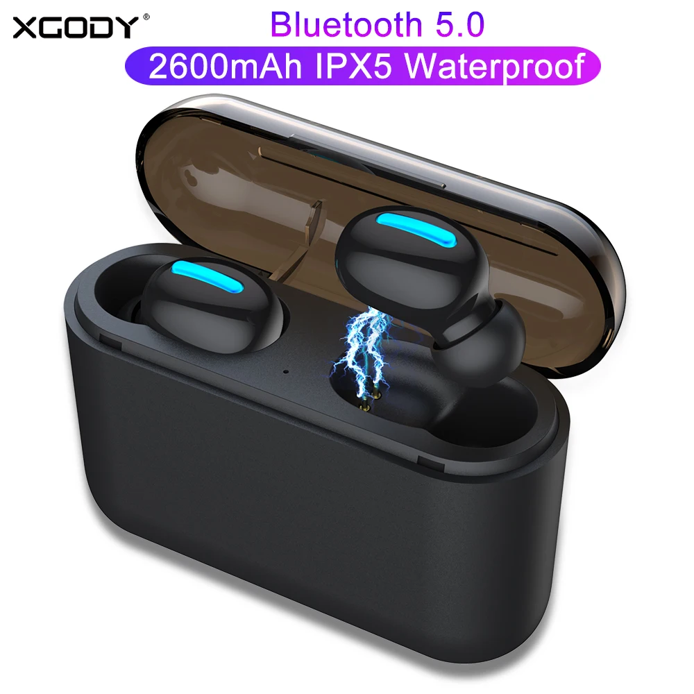 

XGODY HBQ Q32 TWS True Wireless Headphone Bluetooth 5.0 Earphone Headset With Dual Mic Mini Cordless Earbuds 2600mAh Powerful