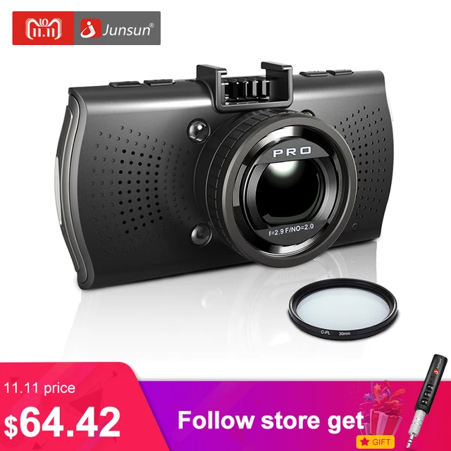 Junsun A7810 Ambarella A7LA70 Автомобильная видеорегистрационная камера GPS с Speedcam 1296P Full HD 1080p 60Fps Видеорегистратор Регистратор Dash Cam