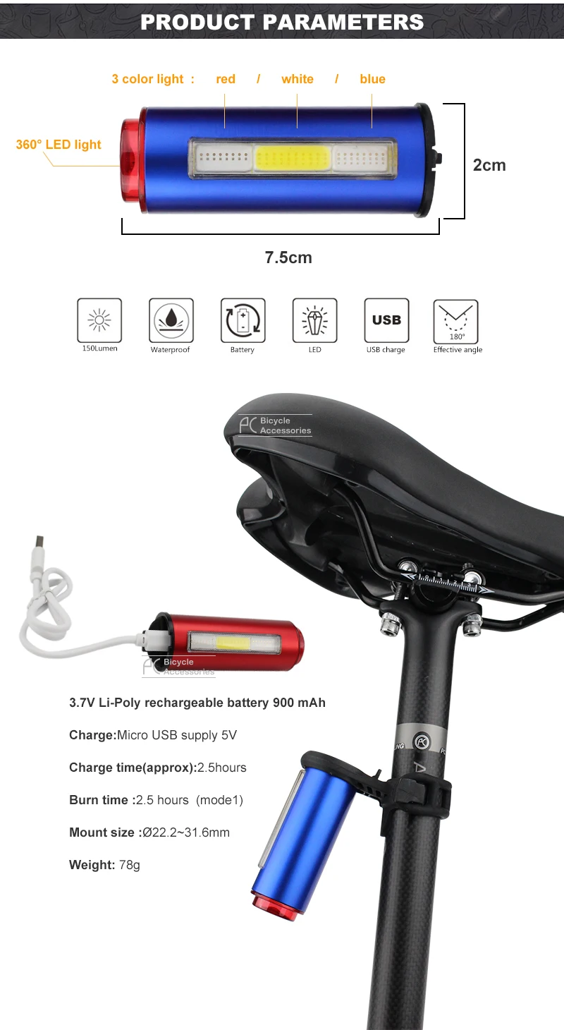 Clearance PCycling Bicycle Taillight Aluminum Alloy COB LED Warning Light Bike Rear Lantern 100 Lumen 850aAH Rechargeable Waterproof Lamp 3 Clearance PCycling Bicycle Taillight Aluminum Alloy COB LED Warning Light Bike Rear Lantern 100 Lumen 850aAH Rechargeable Waterproof Lamp 3