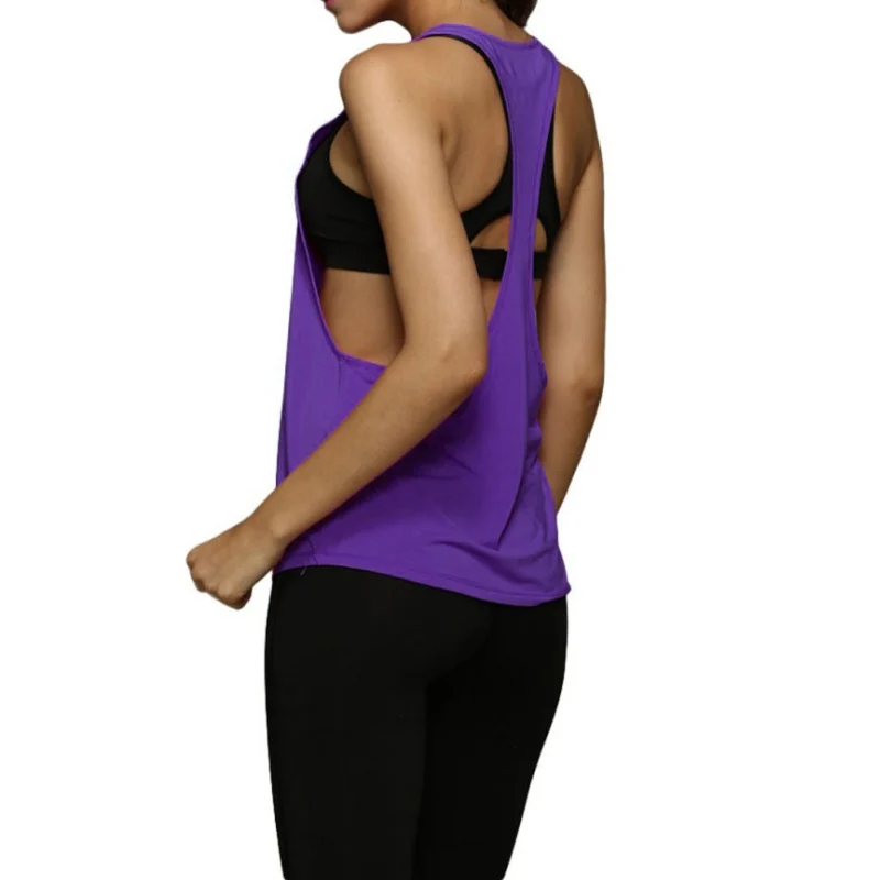 Summer Women Tank Tops Dry Quick Yoga Shirts Loose Gym Fitness Sport Sleeveless Vest Singlet Running Training