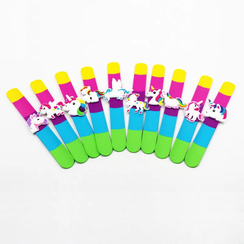 

10pcs Silicone Unicorn Slap Bracelet Papa Wristband Cuff Bangles Jewelry Kids Gifts Animal Toys For Children'day Toy