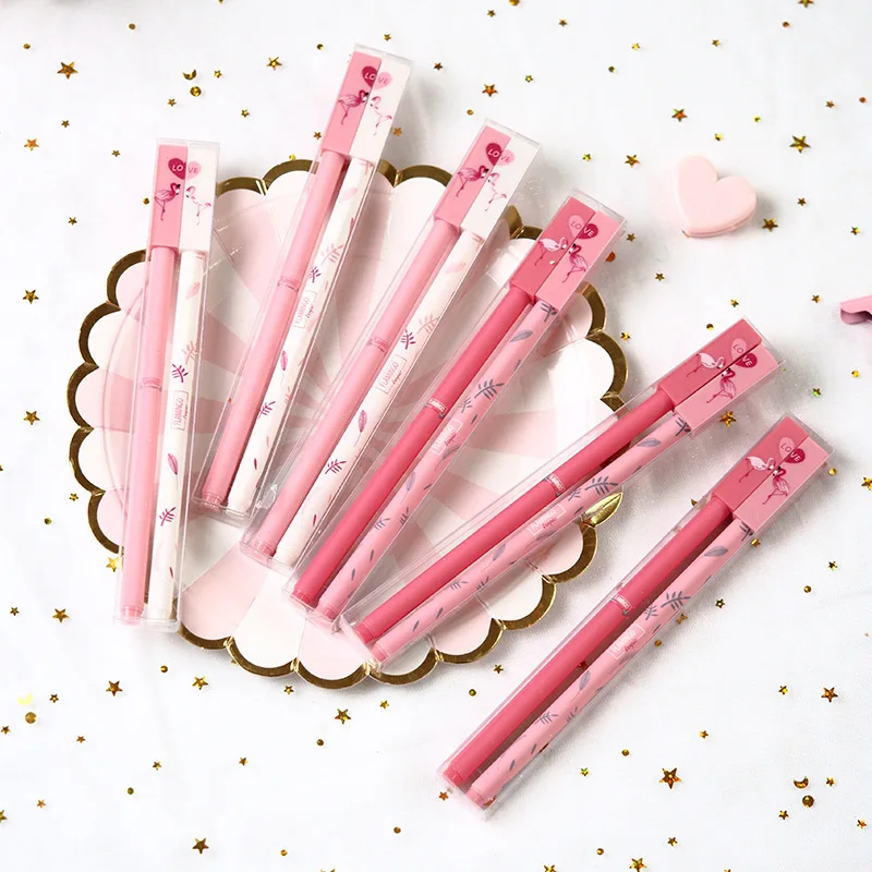 

2pcs 0.5mm Cute Lover Couple Gel Pens Kawaii Friendly Forever Ink Pens Kids Gifts School Stationery Office Writing Supplies