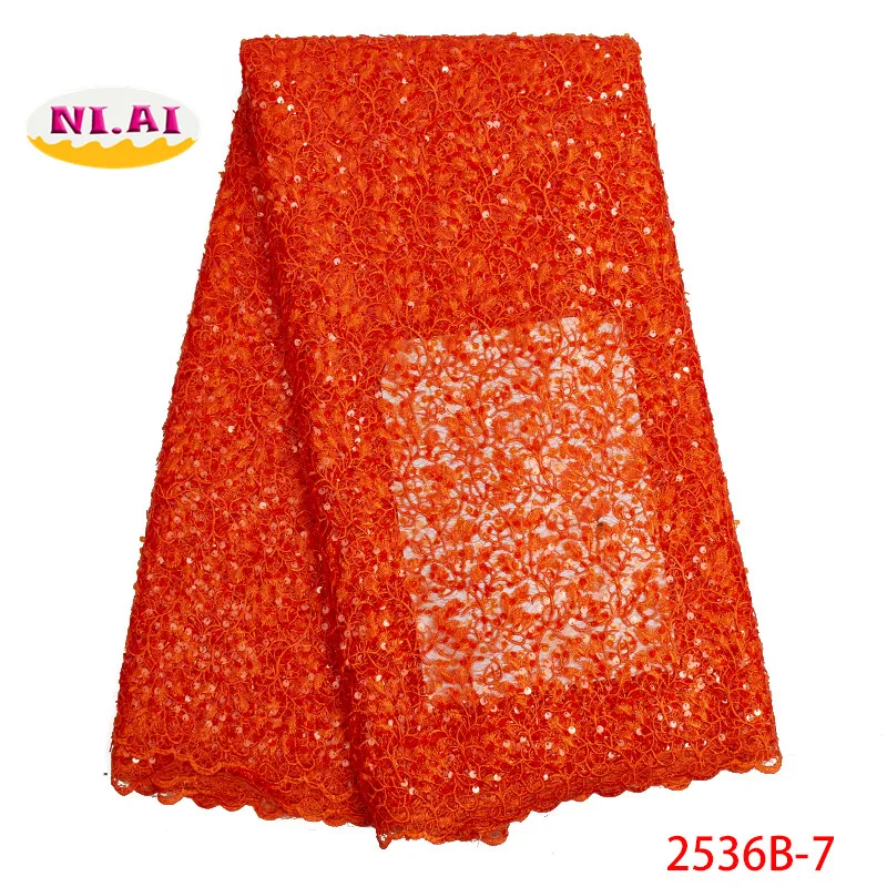 

2019 New design sequins lace fabric hgigh quality african lace fabric for party dress fashion guipure lace fabric NA2536B-1