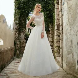 Eightree Vintage Nova Lace Wedding Dresses 2019 A Line Long Sleeves Sheer Neck Modest Bridal Gowns Country Wedding Bride Gown Eightree Vintage Nova Lace Wedding Dresses 2019 A Line Long Sleeves Sheer Neck Modest Bridal Gowns Country Wedding Bride Gown