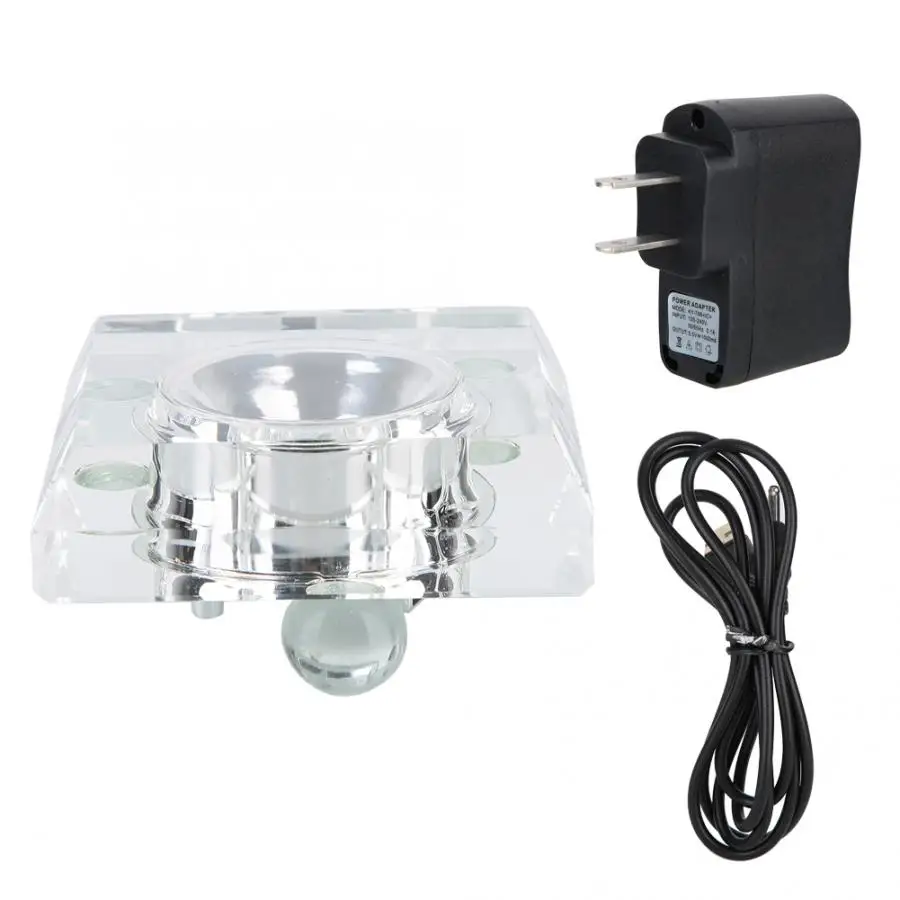 

7 Colors Mini Crystal LED Light Base Display Stand Holder Home Decor with USB Cable Candlestick Glass Candle Holder