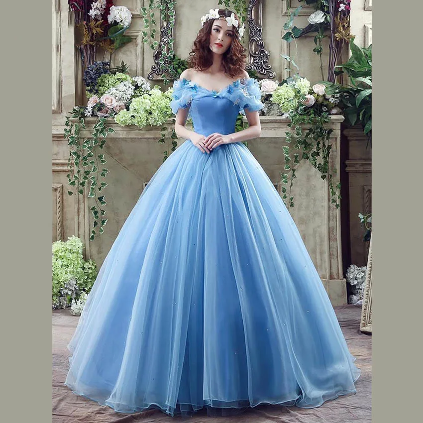 Cinderella Light Blue Quinceanera Dresses Ball Gowns Off the Shoulder