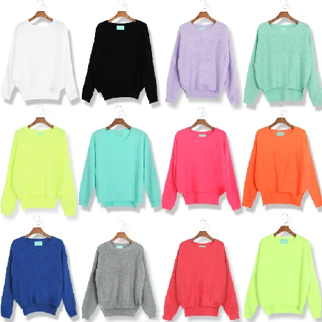 Candy Color Women's Loose Neon Pullover 